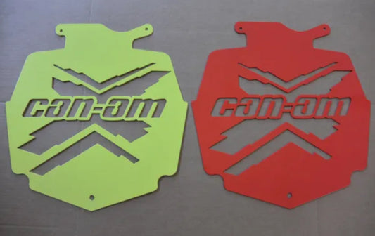 Yellow and orange Can-Am X Lucky 7 radiator relocate covers for Outlander MAX XMR
