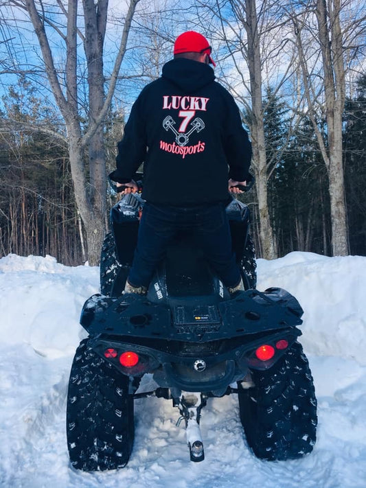 Lucky 7 rear rack on a Can-Am Renegade in the snow