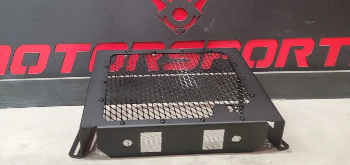 Kawasaki Brute Force 750i mesh one-piece radiator relocation kit Gloss Black Lucky 7 Motorsports