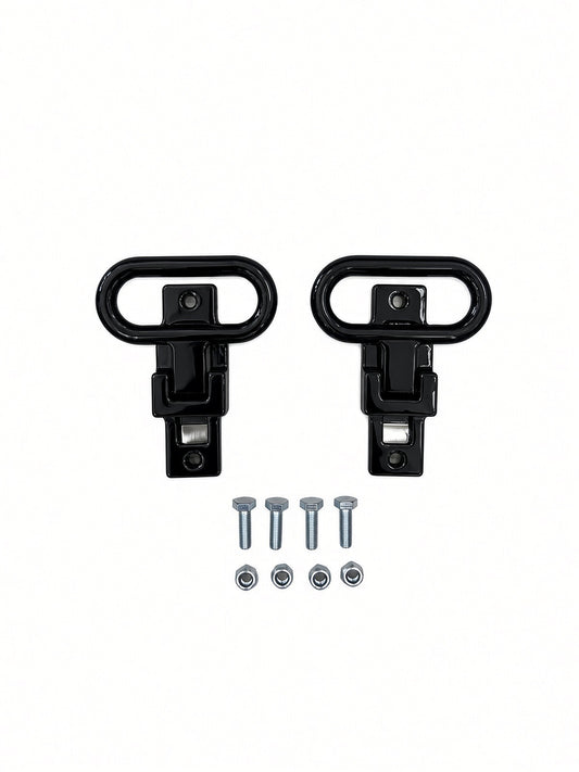 Pair of Lucky 7 rear passenger foot supports with bolts and nuts gloss black