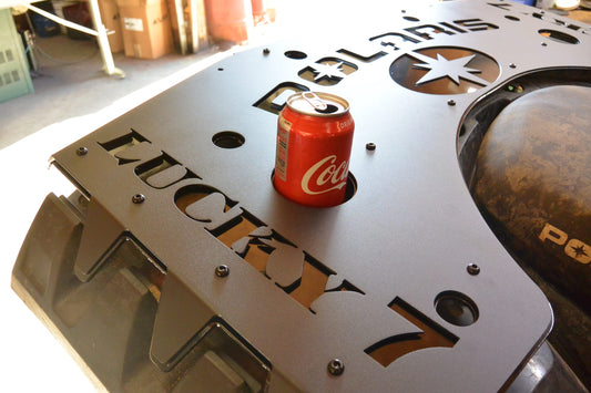 Lucky 7 Polaris Sportsman rear rack drink-holder cutout