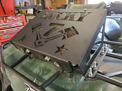 Lucky 7 2005-2011 Kawasaki Brute Force low profile radiator relocation kit Lucky 7 Logo shop install shot