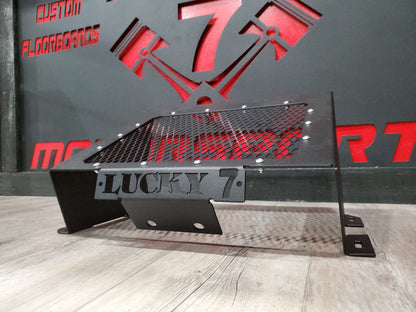 Lucky 7 2012-2024 Can-Am Outlander mesh radiator relocation kit Lucky 7 plate Texture Black angle product shot