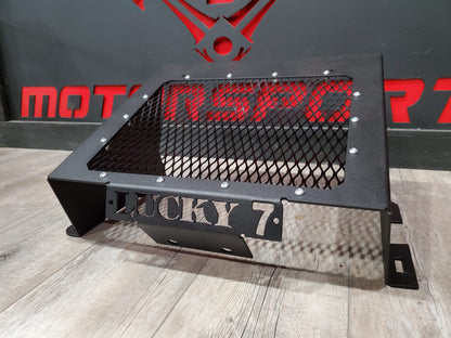 Lucky 7 2012-2024 Can-Am Outlander mesh radiator relocation kit Lucky 7 plate Texture Black shop shot