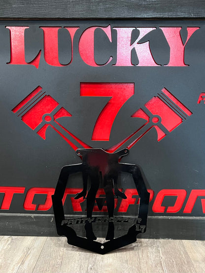 Lucky 7 2013-2024 Can-Am Outlander XMR Panty Dropper radiator relocate cover Gloss Black shop shot