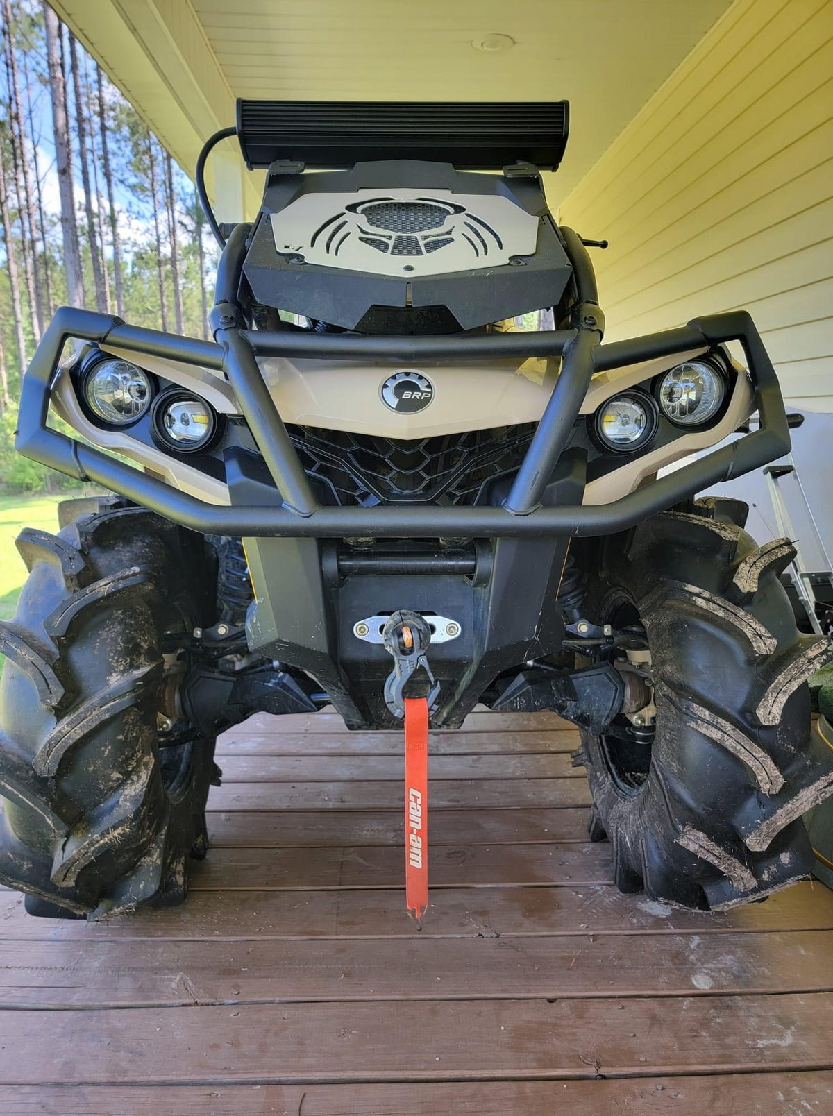 Lucky 7 2013-2024 Can-Am Outlander XMR Predator radiator relocate cover Desert Tan installed