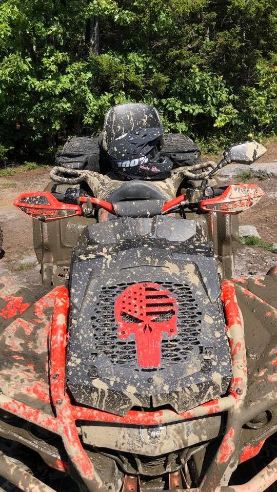 2013-2024 Can-Am Outlander MAX XMR Punisher American Flag radiator relocate cover Can-Am Red Lucky 7 Motorsports