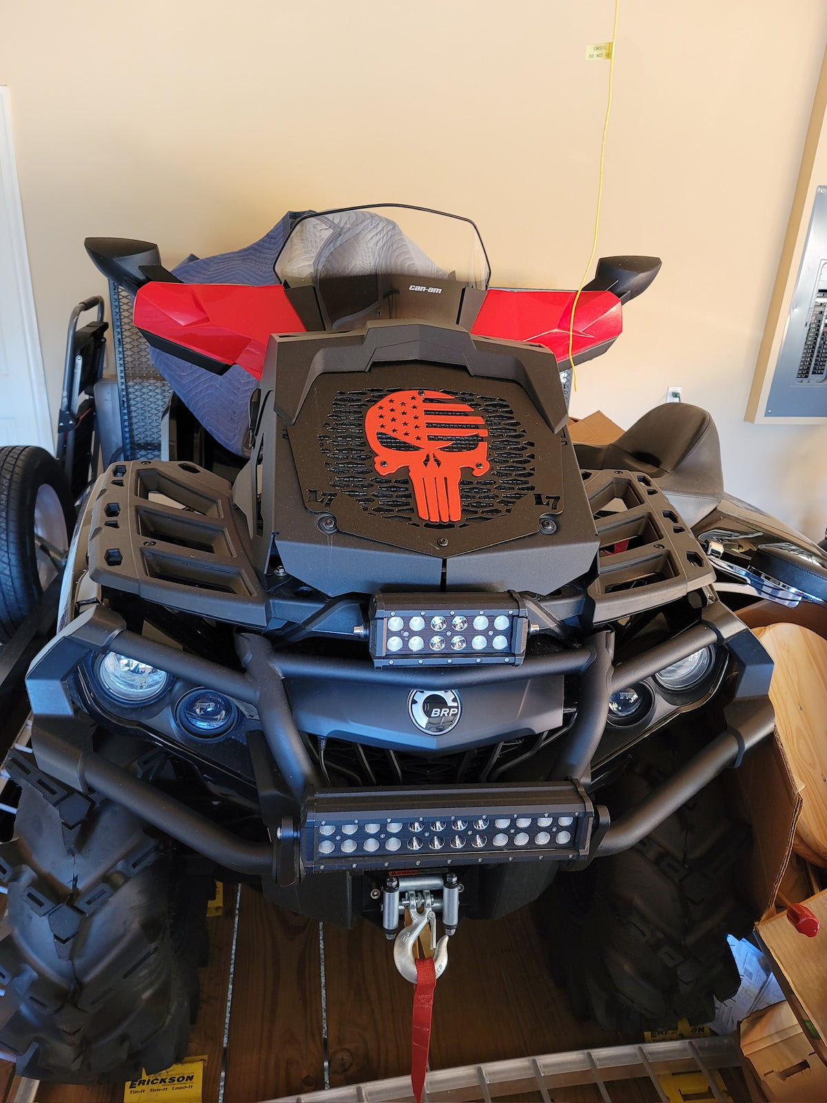 2013-2024 Can-Am Outlander MAX XMR Punisher American Flag radiator relocate cover Can-Am Red Lucky 7 Motorsports