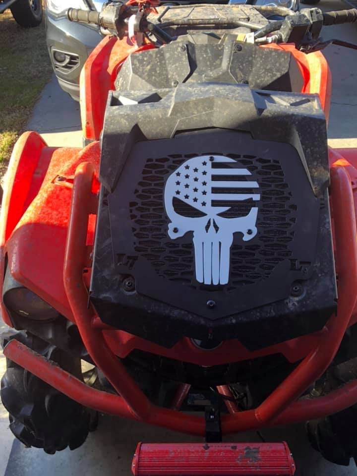 2013-2024 Can-Am Outlander MAX XMR Punisher American Flag radiator relocate cover White Lucky 7 Motorsports
