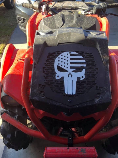 2013-2024 Can-Am Outlander MAX XMR Punisher American Flag radiator relocate cover White Lucky 7 Motorsports