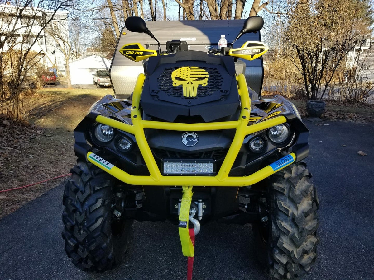2013-2024 Can-Am Outlander MAX XMR Punisher American Flag radiator relocate cover yellow Lucky 7 Motorsports