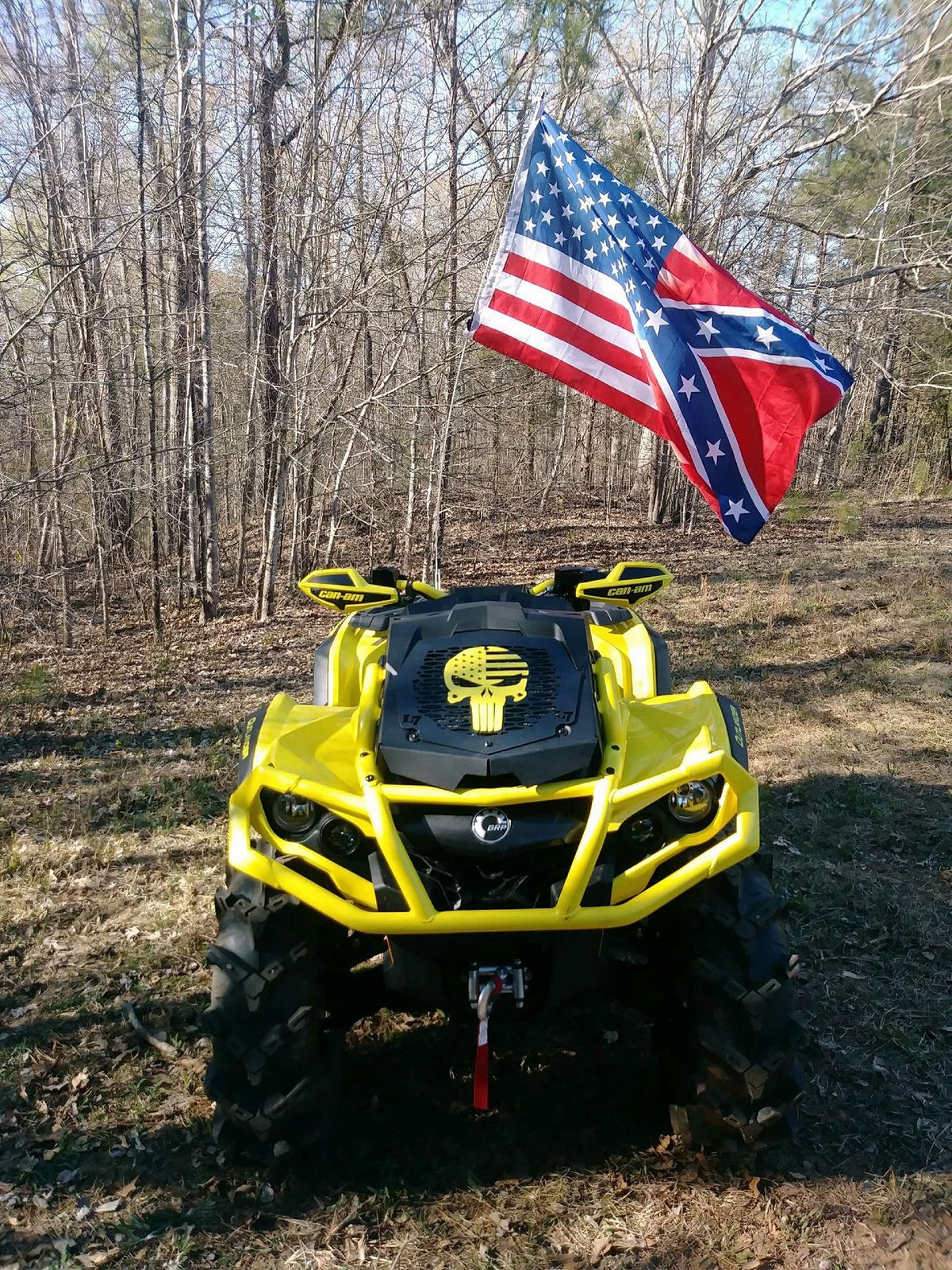 2013-2024 Can-Am Outlander MAX XMR Punisher American Flag radiator relocate cover yellow Lucky 7 Motorsports