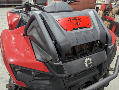 Lucky 7 2023 Can-Am Outlander 700 XMR radiator cover Superman Legion Red installed on the machine