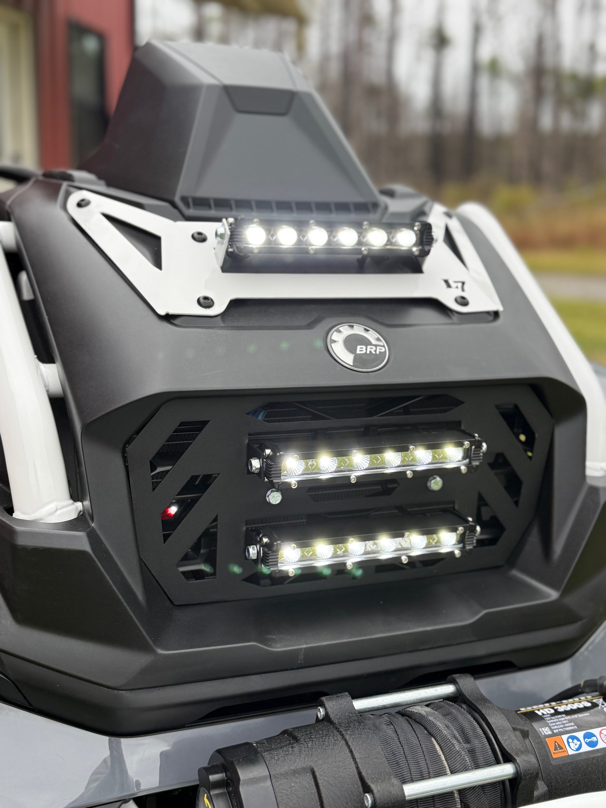 2025 Can-Am Outlander 850 1000 XMR Gen 3 lower radiator cover Texture Black Double LED Light Bar Lucky 7 Motorsports