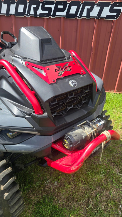 Lucky 7 2025 Can-Am Outlander XMR Gen 3 radiator cover Can Am X Legion Red angle view on the machine