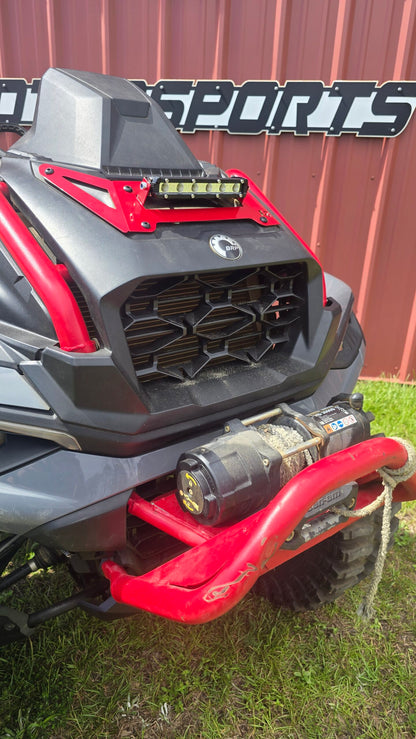 Lucky 7 2025 Can-Am Outlander XMR Gen 3 radiator cover LED Light Bar Legion Red installed on the machine