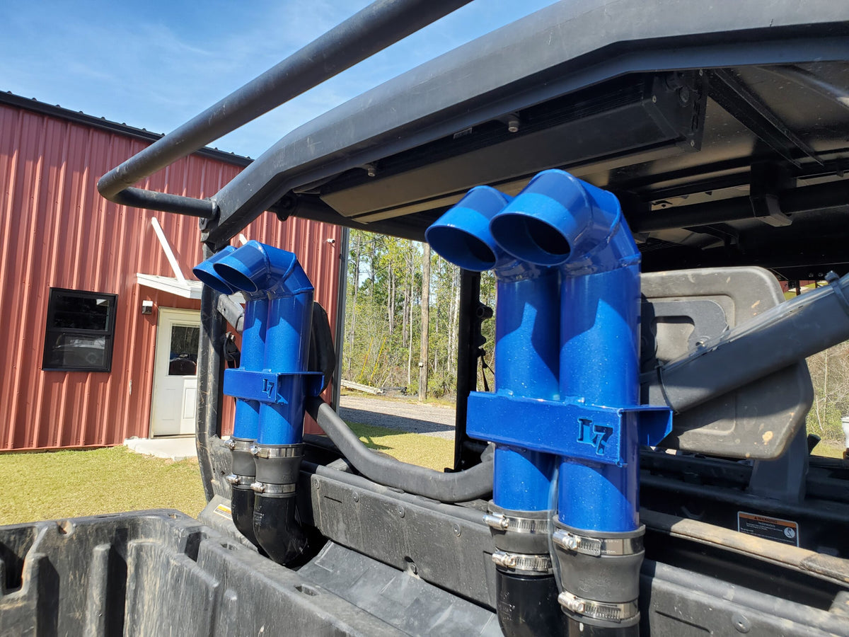 Lucky 7 clamp on a Can-Am Defender 3 inch aluminum snorkel riser kit