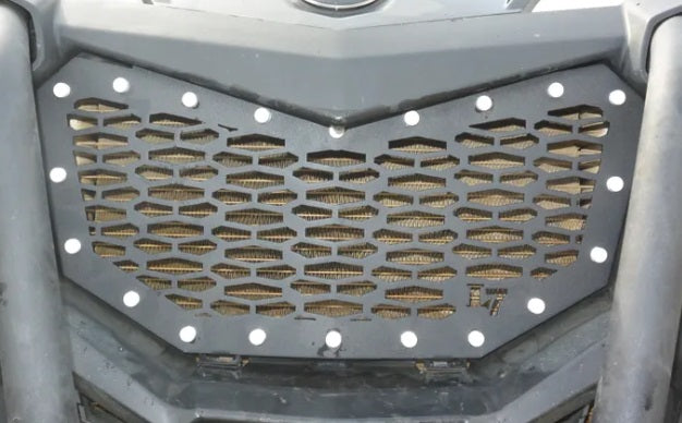 Lucky 7 mesh front grille close-up on a Can-Am Maverick Sport Trail