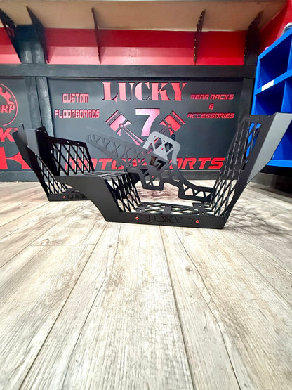 Pair of Lucky 7 Motorsports Can-Am Outlander G2 MAX Race Cut Extra Clearance floorboards in Texture Black