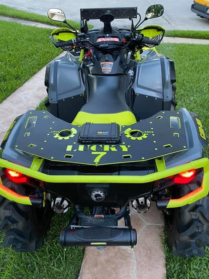 Lucky 7 Outlander G2 rear rack with storage case installed