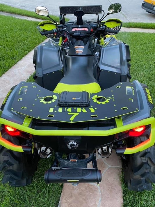 Lucky 7 Outlander G2 rear rack with storage case installed