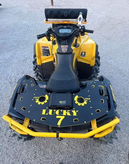 Lucky 7 Outlander G2 rear rack with storage case in Neo Yellow