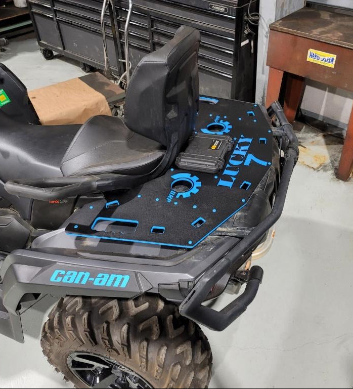 Lucky 7 Outlander G2 rear rack with storage case in Octane Blue