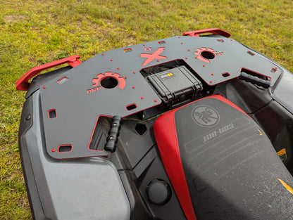 Overhead view of a Lucky 7 Outlander Gen 3 rack with storage case