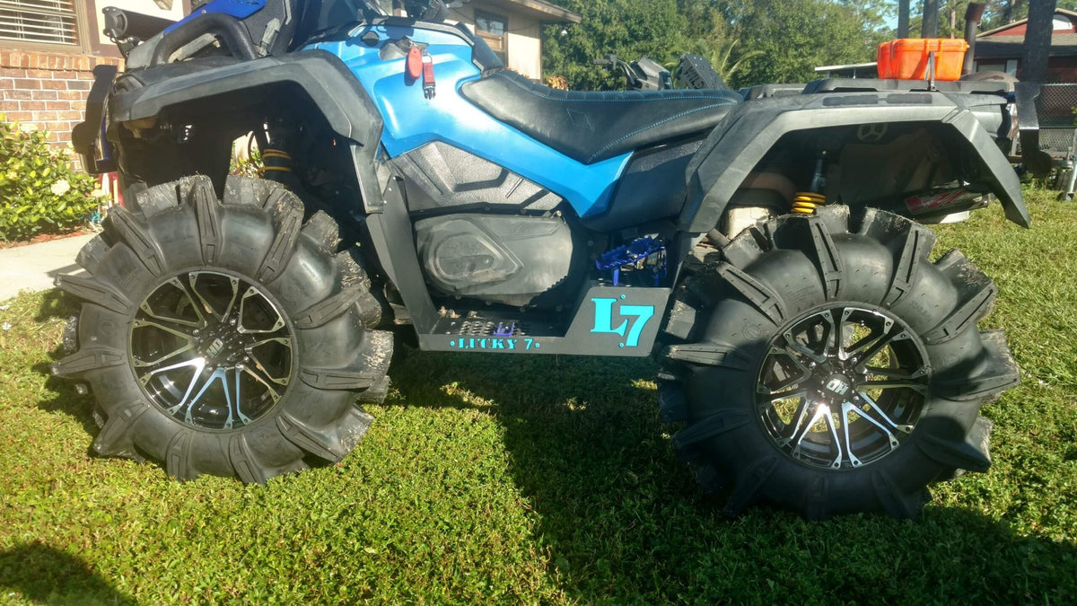 Blue Can-Am Outlander Gen 2 Max with Lucky 7 metal floorboards