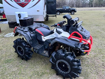 Black and red Can-Am Outlander Gen 2 Max with Lucky 7 metal floorboards