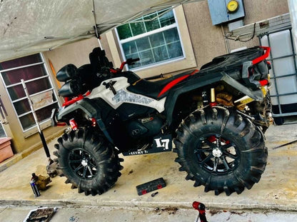 White Can-Am Outlander Gen 2 Max with Lucky 7 metal floorboards