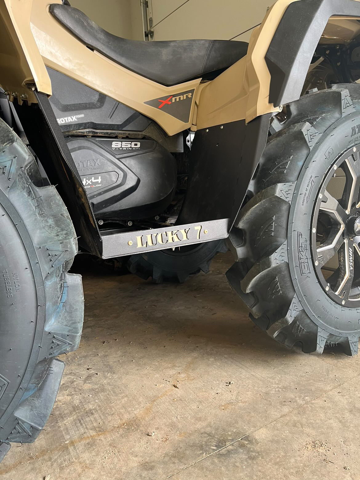 Can-Am Outlander XMR with Lucky 7 metal floorboards in desert tan