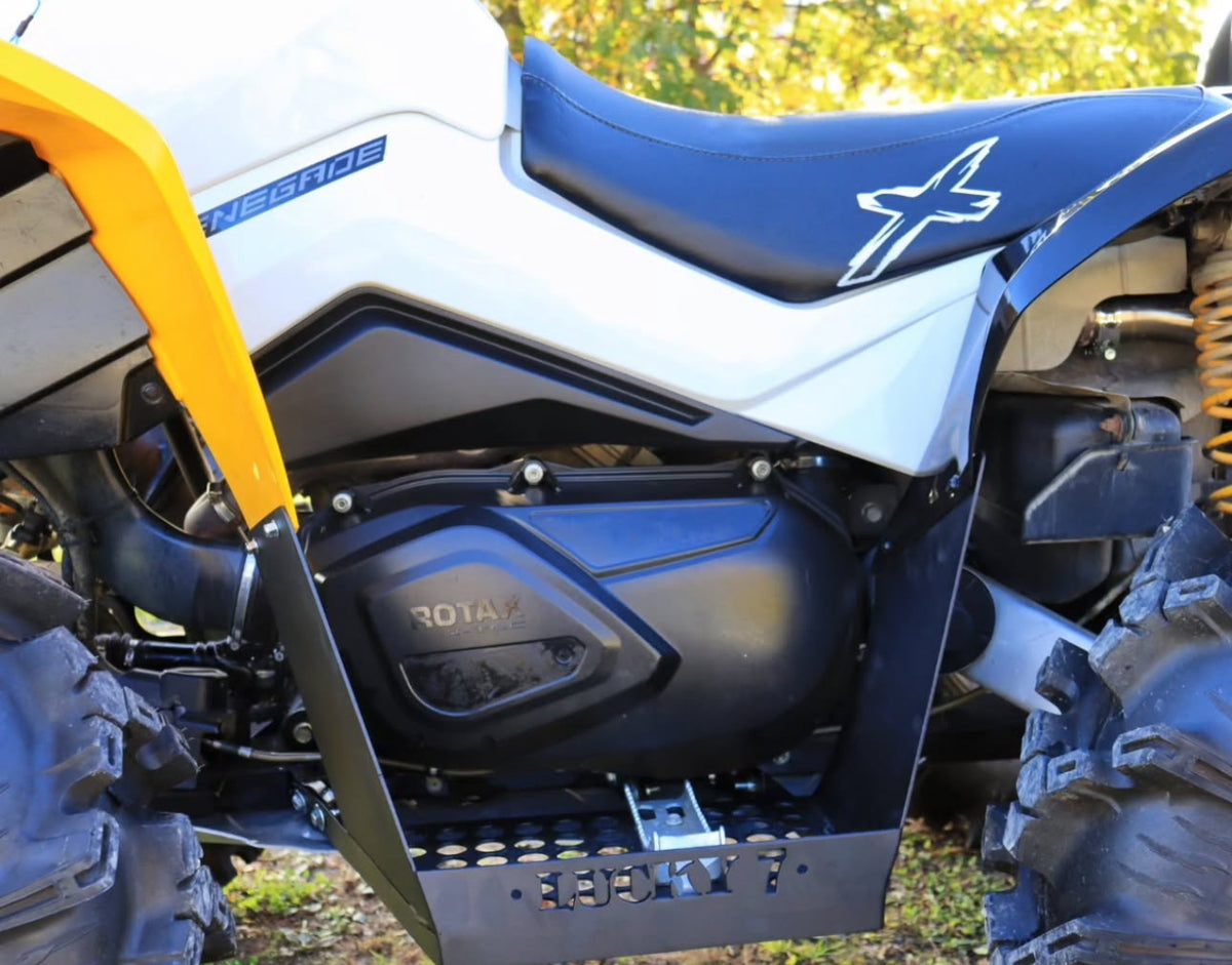 Lucky 7 logo on Can-Am Renegade Gen 1 metal floorboards
