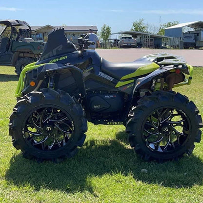 Blue and yellow Can-Am Renegade Gen 2 with Lucky 7 metal floorboards