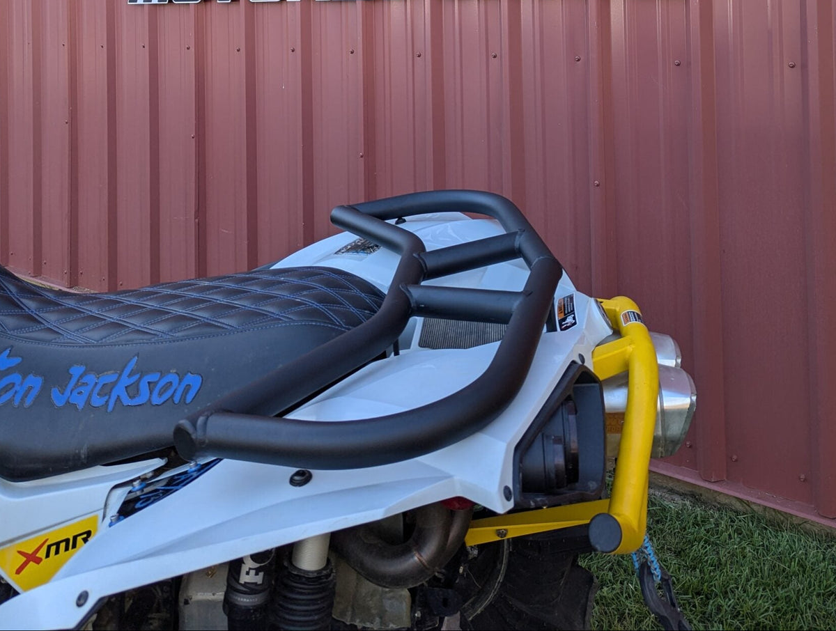 Lucky 7 texture black aluminum tube rear rack on a Can-Am Renegade XMR