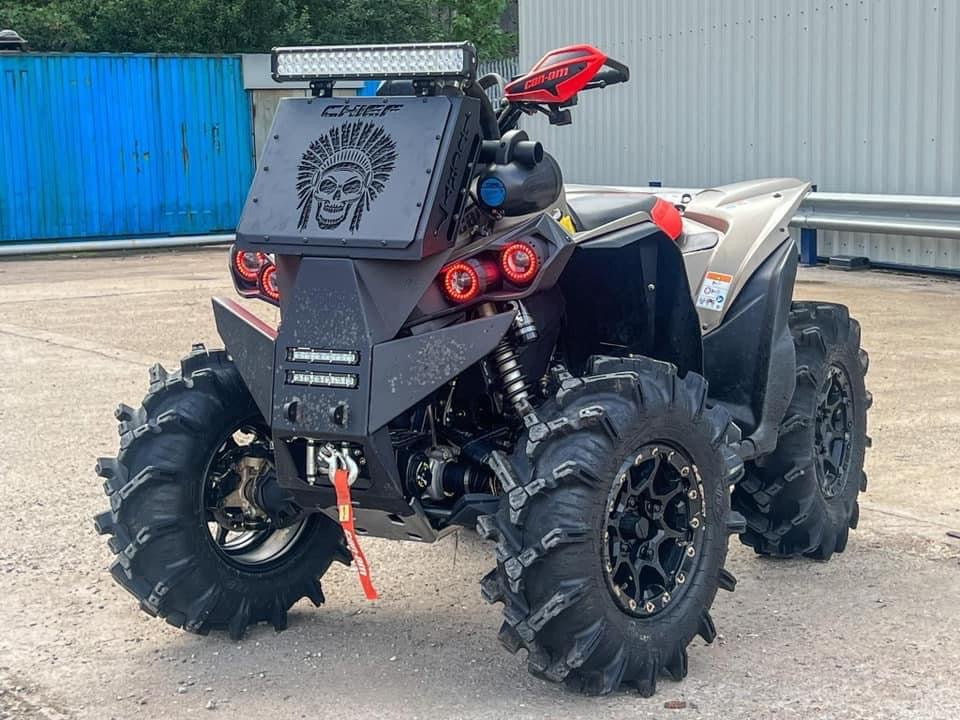 Custom Chief design on a Lucky 7 Can-Am Renegade XMR radiator relocate bumper