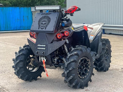 Custom Chief design on a Lucky 7 Can-Am Renegade XMR radiator relocate bumper