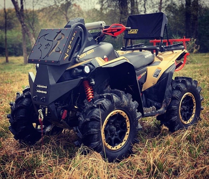 Custom design Lucky 7 radiator relocate bumper on a Can-Am Renegade XMR