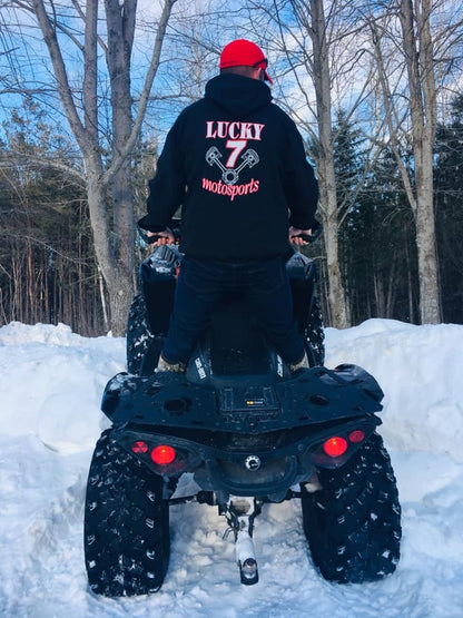 Lucky 7 rear rack on a Can-Am Renegade in the snow