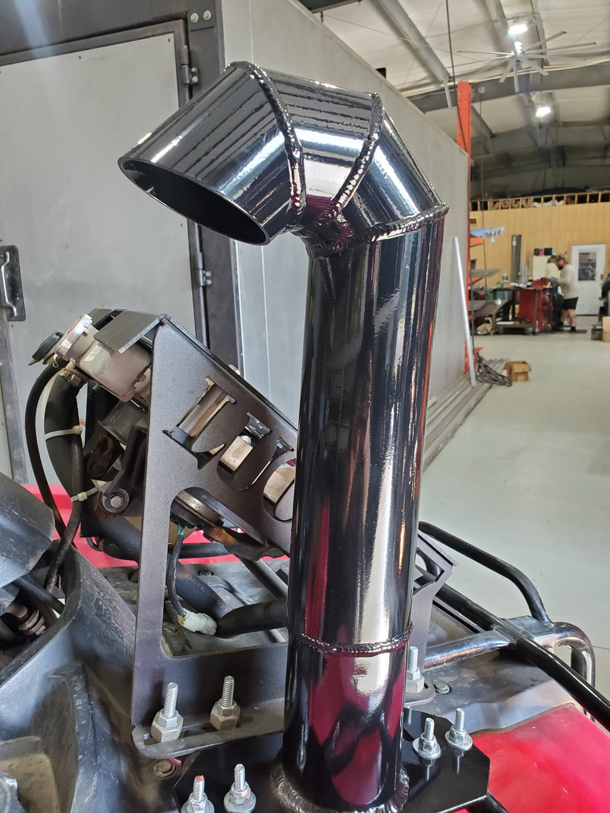 Close-up of Lucky 7 aluminum snorkel for Honda Foreman and Rancher