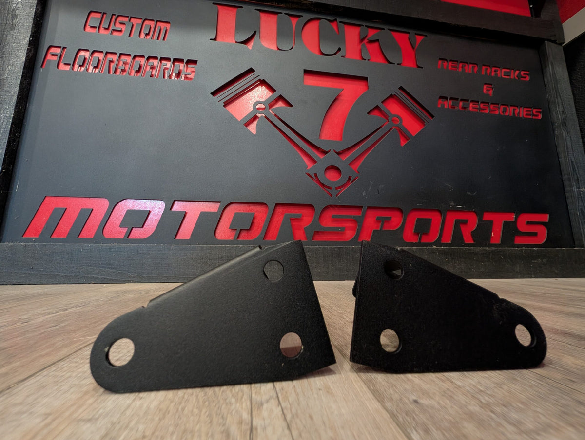 Side view of Lucky 7 hood jack mount brackets for Jeep Wrangler CJ and YJ