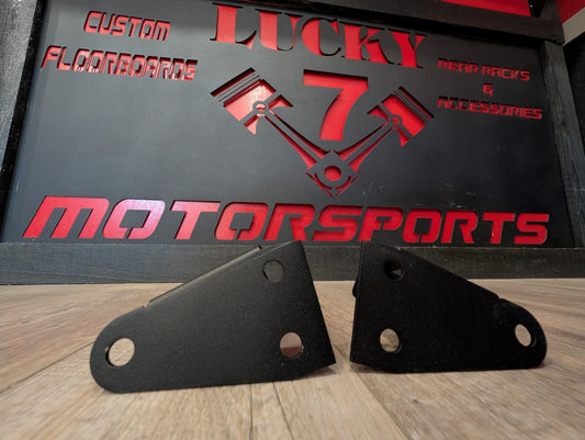 Side view of Lucky 7 hood jack mount brackets for Jeep Wrangler CJ and YJ