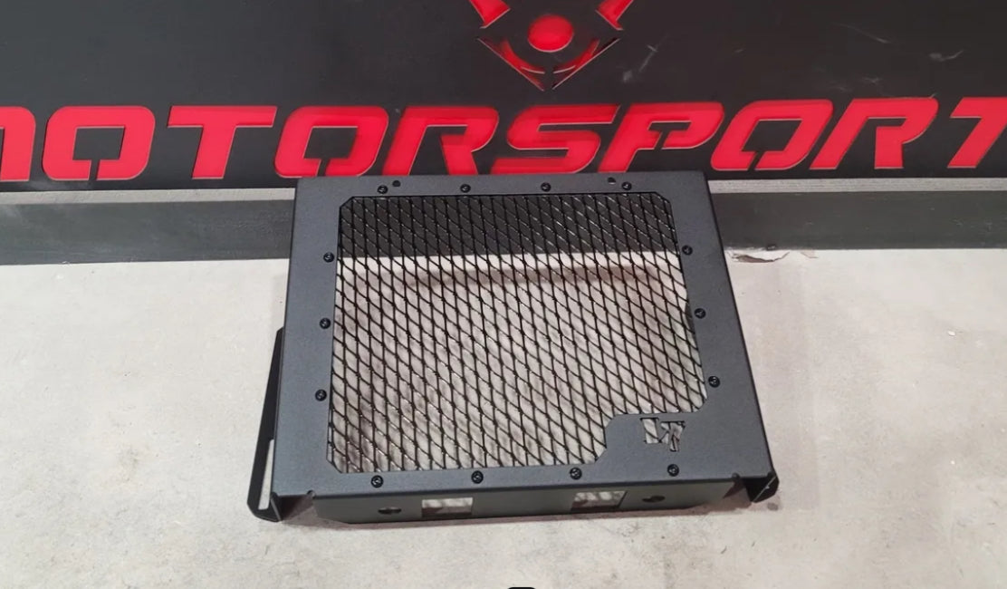 Kawasaki Brute Force 750i mesh one-piece radiator relocation kit Gloss Black Lucky 7 Motorsports