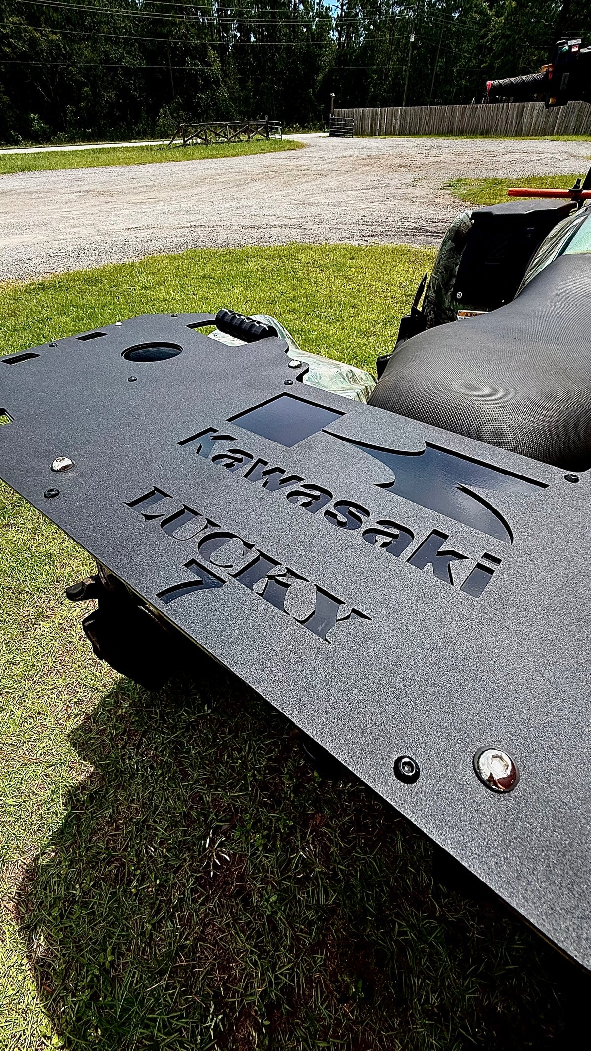 Lucky 7 Kawasaki Brute Force rear rack with Kawasaki logo cutout