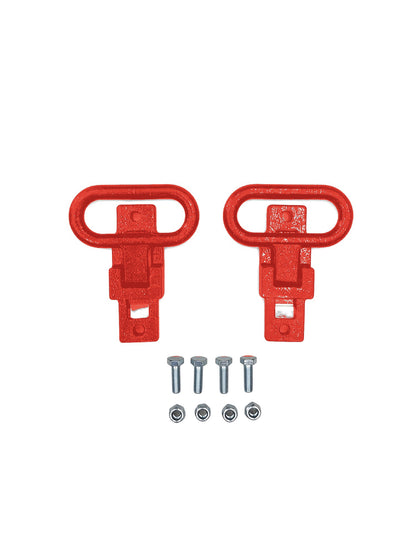 Pair of Lucky 7 rear passenger foot supports with bolts and nuts Can-Am red