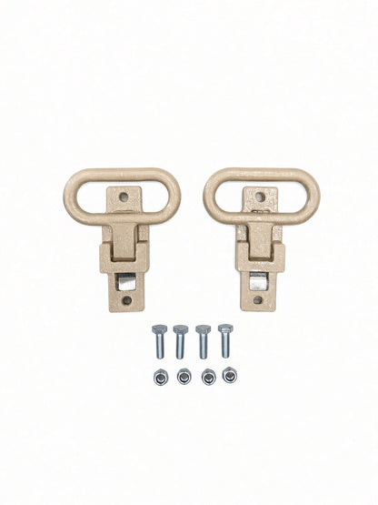 Pair of Lucky 7 rear passenger foot supports with bolts and nuts desert tan