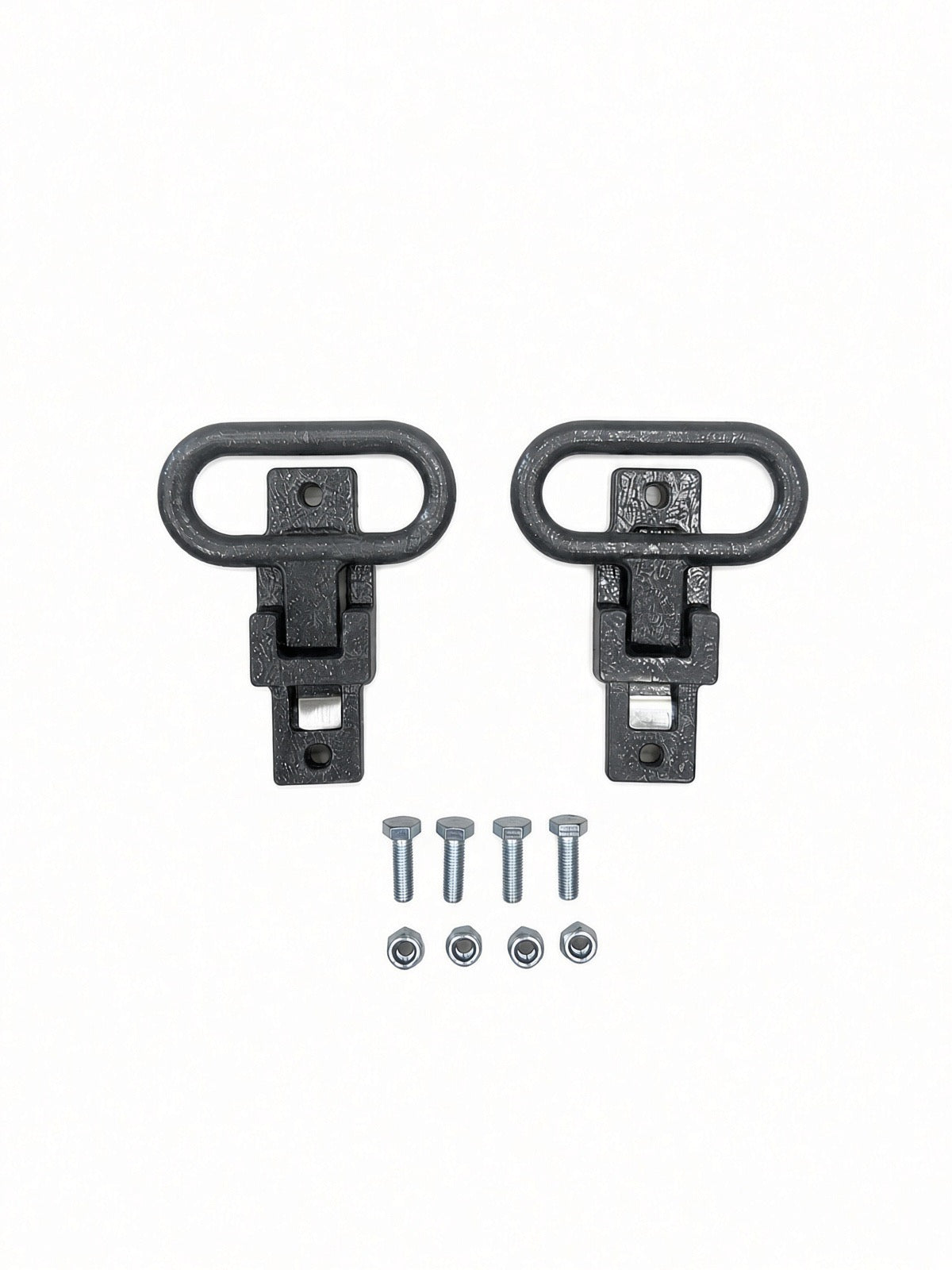 Pair of Lucky 7 rear passenger foot supports with bolts and nuts ghost grey