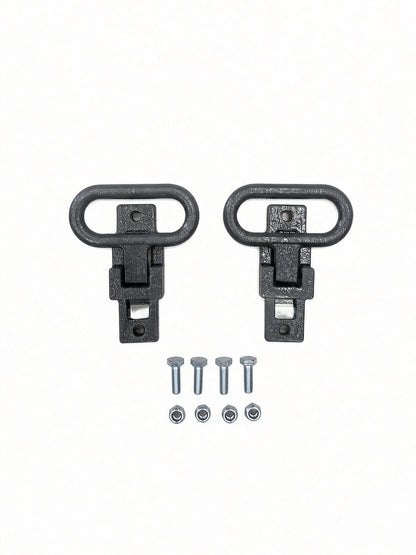 Pair of Lucky 7 rear passenger foot supports with bolts and nuts ghost grey