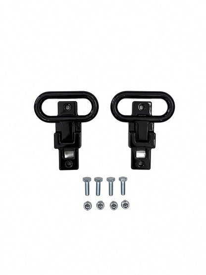 Pair of Lucky 7 rear passenger foot supports with bolts and nuts gloss black