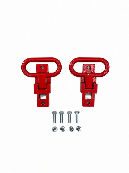 Pair of Lucky 7 rear passenger foot supports with bolts and nuts Indy red